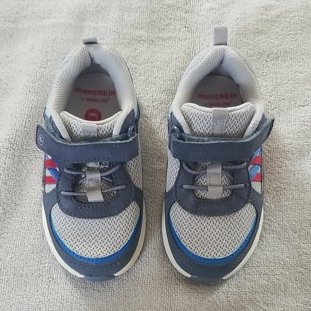 Munchkin Gray, Blue & Red Baby's Sneakers